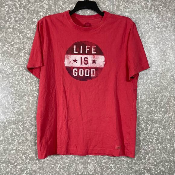 Life is Good Men's Red Short Sleeve Crusher Tee - Size XL - Gorpcore Classic Fit - Picture 1 of 8